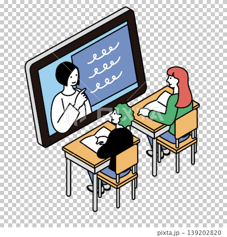 ICT教育タブレット学習をする学生のイラスト ICT教育タブレット学習をする学生のイラスト 139202820