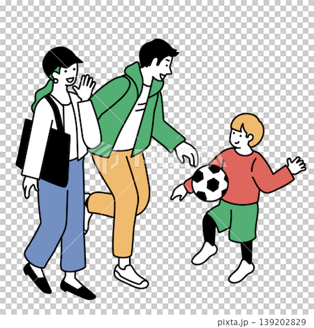 A simple illustration of a couple raising children. 139202829