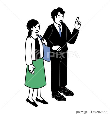 スーツ姿の男女のシンプルなイラスト スーツ姿の男女のシンプルなイラスト 139202832