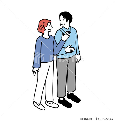 歩く中高年の夫婦のイラスト 歩く中高年の夫婦のイラスト 139202833