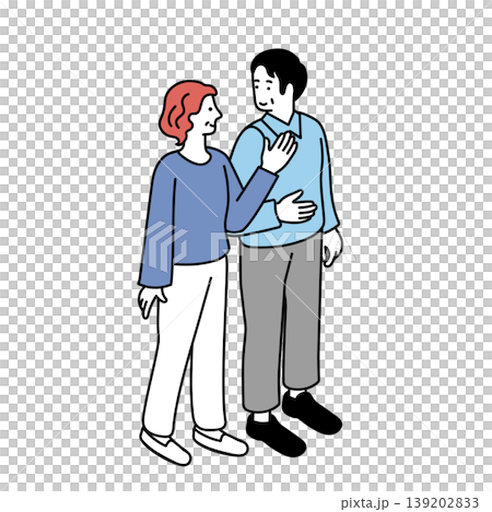 歩く中高年の夫婦のイラスト 歩く中高年の夫婦のイラスト 139202833