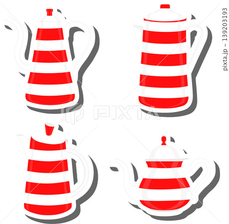 Set symbols for ceramic kettle with lid for tea 139203193