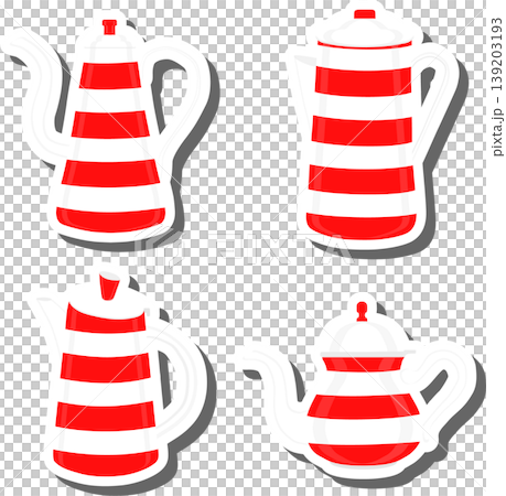 Set symbols for ceramic kettle with lid for tea 139203193