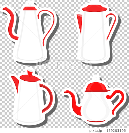Set symbols for ceramic kettle with lid for tea 139203196
