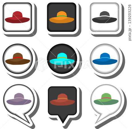 Set symbols for beautiful beach hat Set symbols for beautiful beach hat 139203226