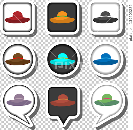 Set symbols for beautiful beach hat Set symbols for beautiful beach hat 139203226