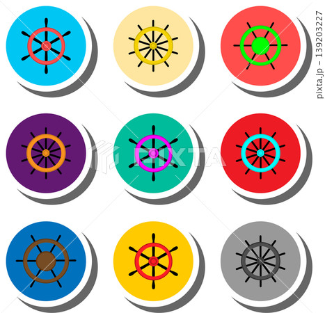 Set symbols for beautiful ship wheel Set symbols for beautiful ship wheel 139203227