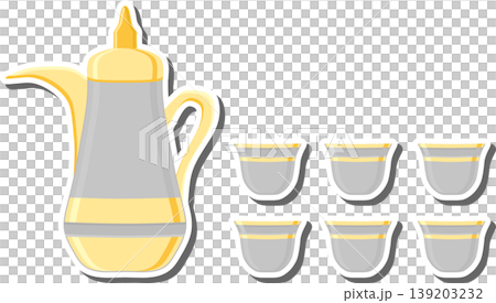 Set symbols for pitcher with lid for tea Set symbols for pitcher with lid for tea 139203232