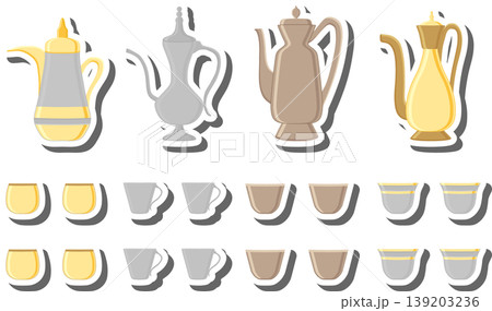Set symbols for pitcher with lid for tea 139203236