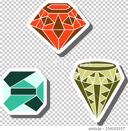 Modern gem emblem with bright precious jewel of different shapes Modern gem emblem with bright precious jewel of different shapes 139203557