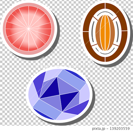 Modern gem emblem with bright precious jewel of different shapes Modern gem emblem with bright precious jewel of different shapes 139203559
