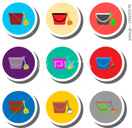 Set symbols for beautiful bucket spade Set symbols for beautiful bucket spade 139203576