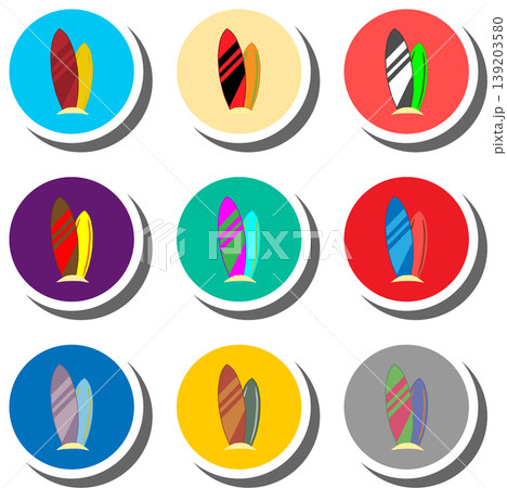 Set symbols for beautiful surfboard Set symbols for beautiful surfboard 139203580