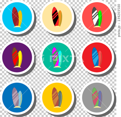 Set symbols for beautiful surfboard Set symbols for beautiful surfboard 139203580