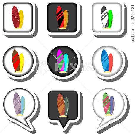 Set symbols for beautiful surfboard Set symbols for beautiful surfboard 139203581