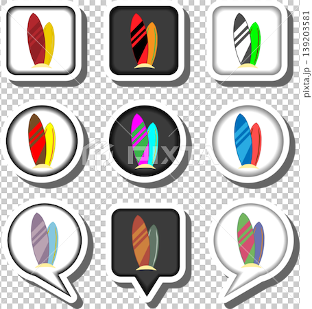 Set symbols for beautiful surfboard Set symbols for beautiful surfboard 139203581