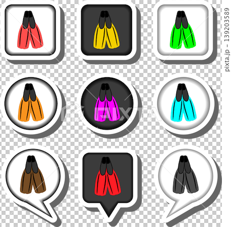 Set symbols for beautiful rubber flippers Set symbols for beautiful rubber flippers 139203589