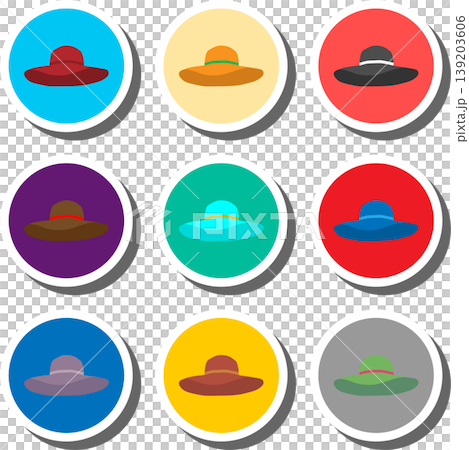 Set symbols for beautiful beach hat Set symbols for beautiful beach hat 139203606