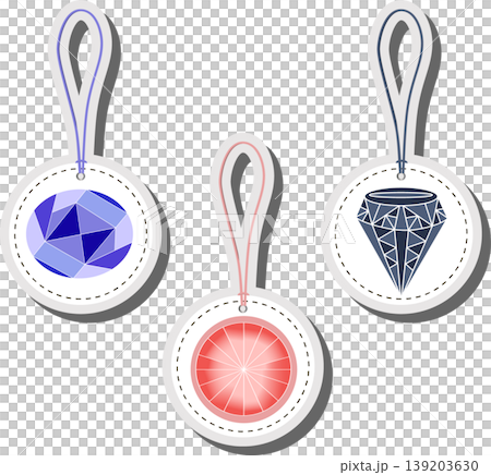 Modern gem emblem with bright precious jewel of different shapes 139203630