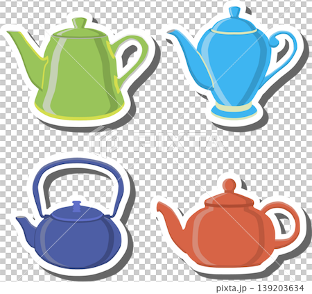 Set symbols for ceramic kettle with lid for tea Set symbols for ceramic kettle with lid for tea 139203634