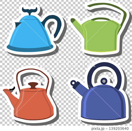 Set symbols for ceramic kettle with lid for tea 139203640