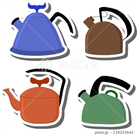 Set symbols for ceramic kettle with lid for tea Set symbols for ceramic kettle with lid for tea 139203642