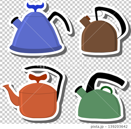 Set symbols for ceramic kettle with lid for tea 139203642