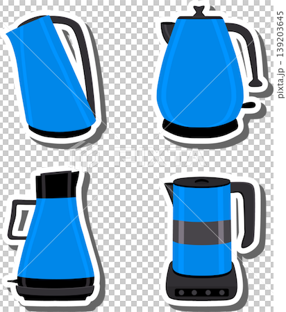 Set symbols for electric kettle with lid for tea, Set symbols for electric kettle with lid for tea, 139203645