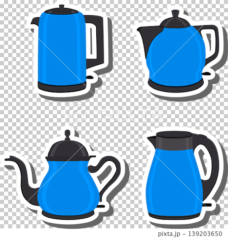 Set symbols for electric kettle with lid for tea, Set symbols for electric kettle with lid for tea, 139203650