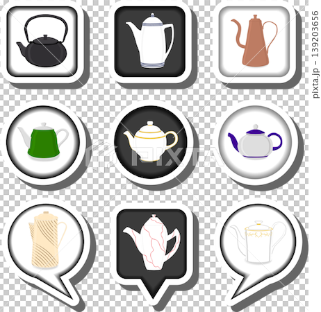 Set symbols for ceramic teapot 139203656