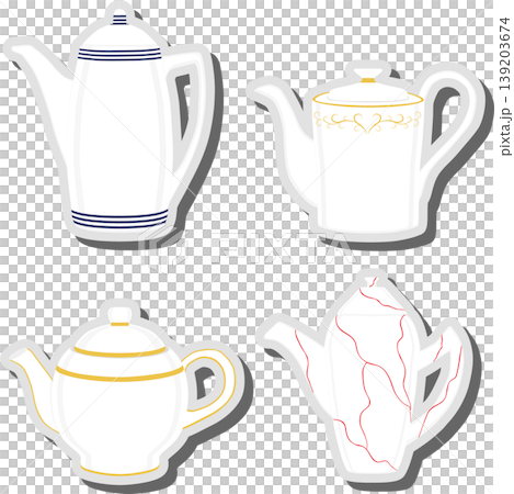 Set symbols for ceramic kettle with lid for tea Set symbols for ceramic kettle with lid for tea 139203674
