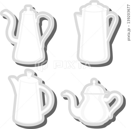 Set symbols for ceramic kettle with lid for tea Set symbols for ceramic kettle with lid for tea 139203677