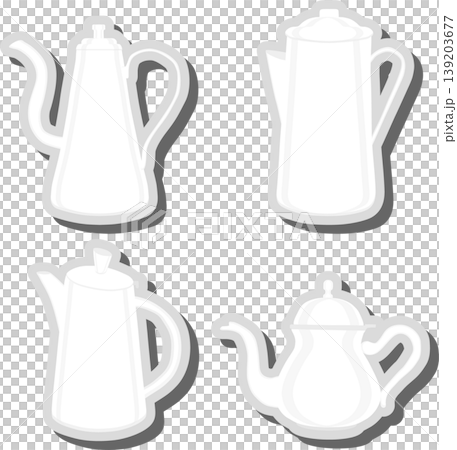 Set symbols for ceramic kettle with lid for tea Set symbols for ceramic kettle with lid for tea 139203677