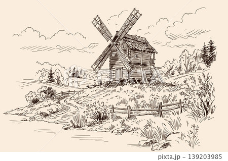 Landscape with a mill. 139203985