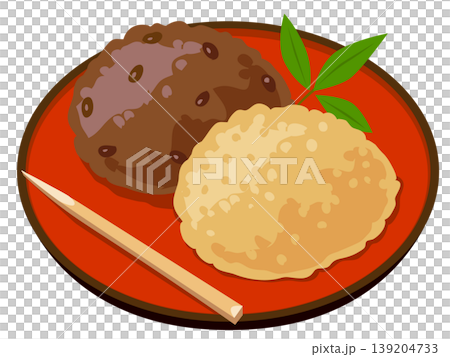 おはぎとぼたもちの盛り合わせイラスト おはぎとぼたもちの盛り合わせイラスト 139204733