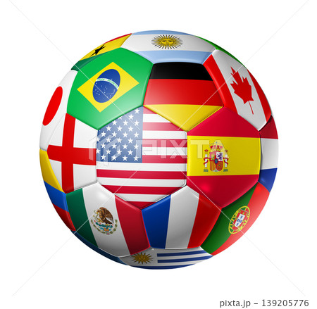 World football soccer ball with team national flags on white background. 2026 competition World football soccer ball with team national flags on white background. 2026 competition 139205776