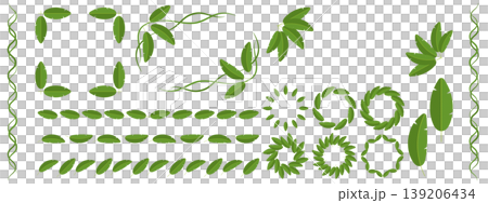 Banana leaf frame and decoration set Banana leaf frame and decoration set 139206434