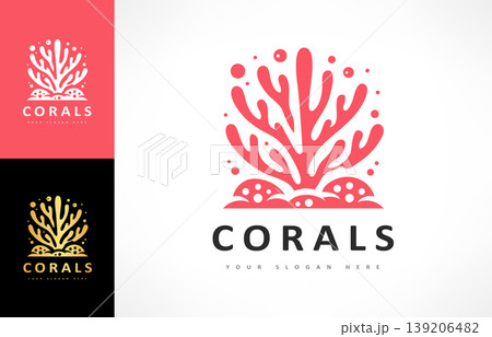 Sea corals logo. Underwater life vector. 139206482