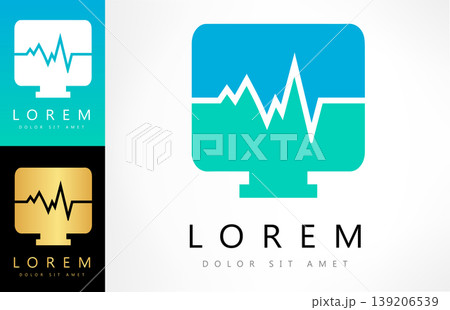 heartbeat monitor logo vector. Logo design heartbeat monitor logo vector. Logo design 139206539