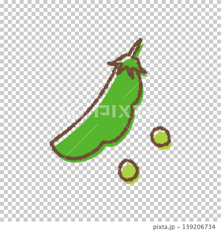 A simple, hand-drawn illustration of snow peas. 139206734