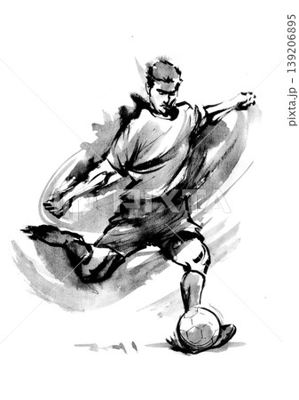 墨絵サッカーストライカー 墨絵サッカーストライカー 139206895