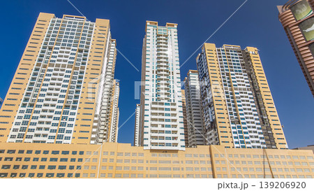 Modern new towers in Ajman timelapse hyperlapse. Cityscape of Ajman. 139206920