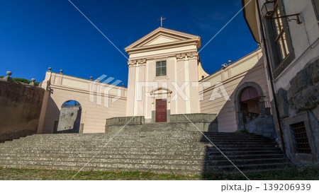 Church of the Capuchins of Albano Laziale illuminated by the sun timelapse hyperlapse in a summer day 139206939