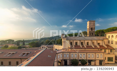 Church of the Capuchins of Albano Laziale illuminated by the sun timelapse in a summer day Church of the Capuchins of Albano Laziale illuminated by the sun timelapse in a summer day 139206943