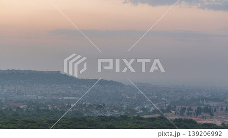 A bird's eye view before sunrise over Turkey night to day timelapse. Turkey. 139206992