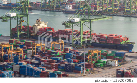 Commercial port of Singapore aerial timelapse. Commercial port of Singapore aerial timelapse. 139207098