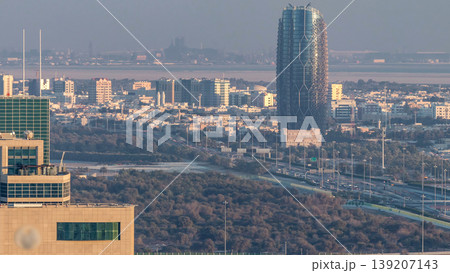 Aerial skyline of Abu Dhabi city centre from above timelapse Aerial skyline of Abu Dhabi city centre from above timelapse 139207143