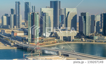 Aerial skyline of Abu Dhabi city centre from above timelapse 139207149