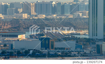Buildings on Al Reem island in Abu Dhabi timelapse from above. Buildings on Al Reem island in Abu Dhabi timelapse from above. 139207174