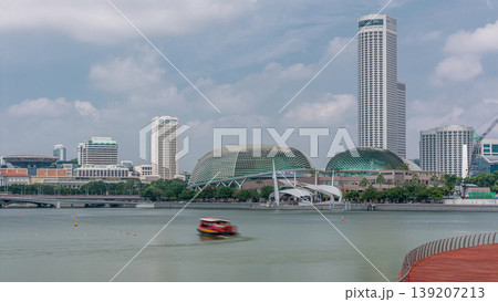 Skyline with skyscrapers of Marina Bay timelapse. 139207213